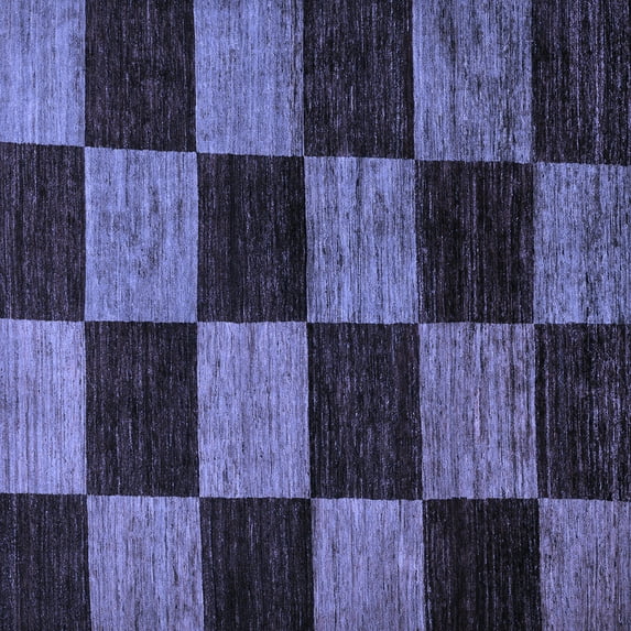 Ahgly Company Indoor Square Checkered Blue Modern Area Rugs, 4' Square