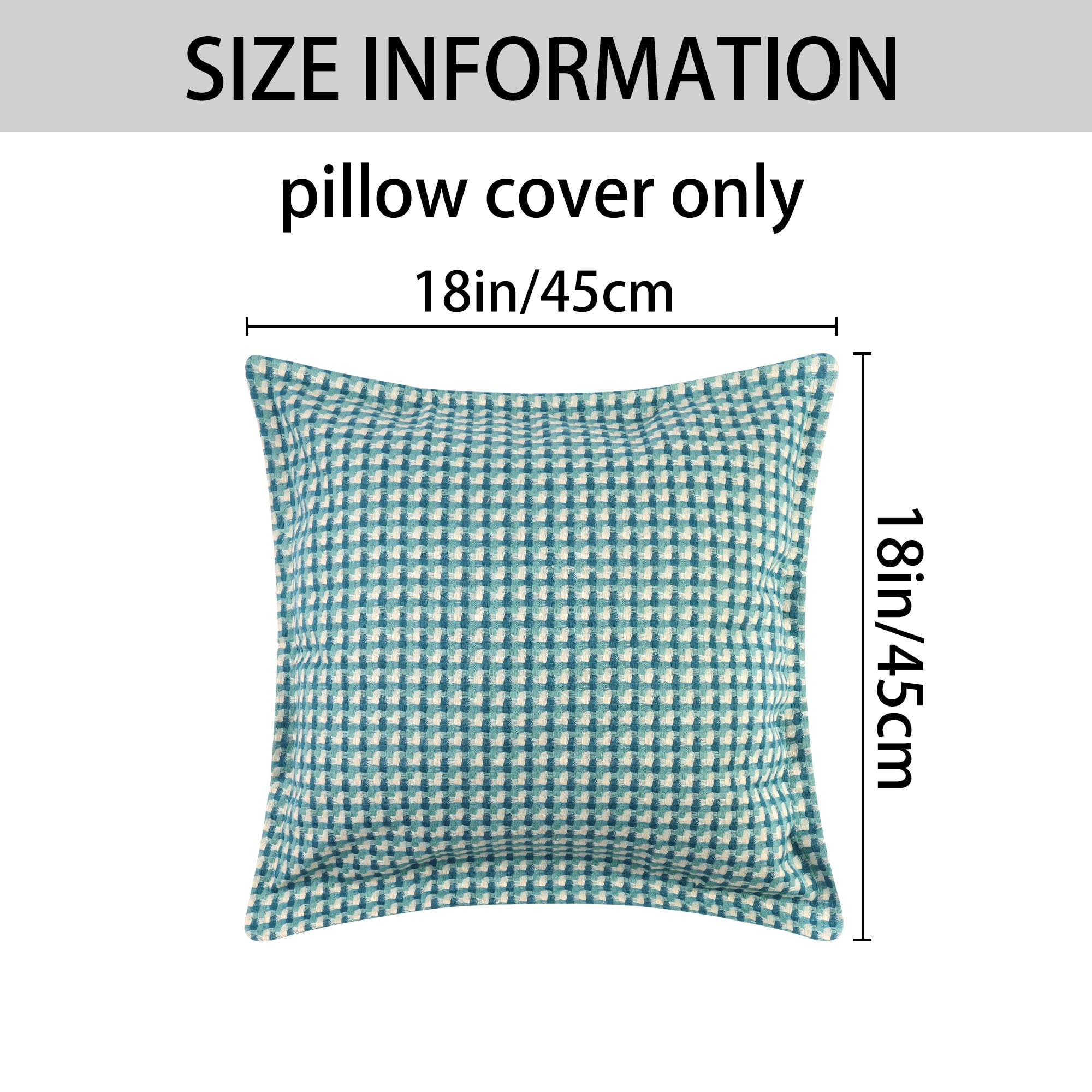 Unique Bargains 2 Pcs Plaid Pillow Covers Square Cushion Covers Decorative Pillow Cases Blue Grid 18" x 18"/12" x 20"