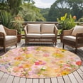 thumbnail image 4 of Spring Floral Round Area Rug 7 FT,Non Slip Living Room Area Carpet,Watercolor Elegant Summer Flowers Botanical Washable Soft Circular Rug Floor Carpet for Bedside Office Play Room Classroom, 4 of 9