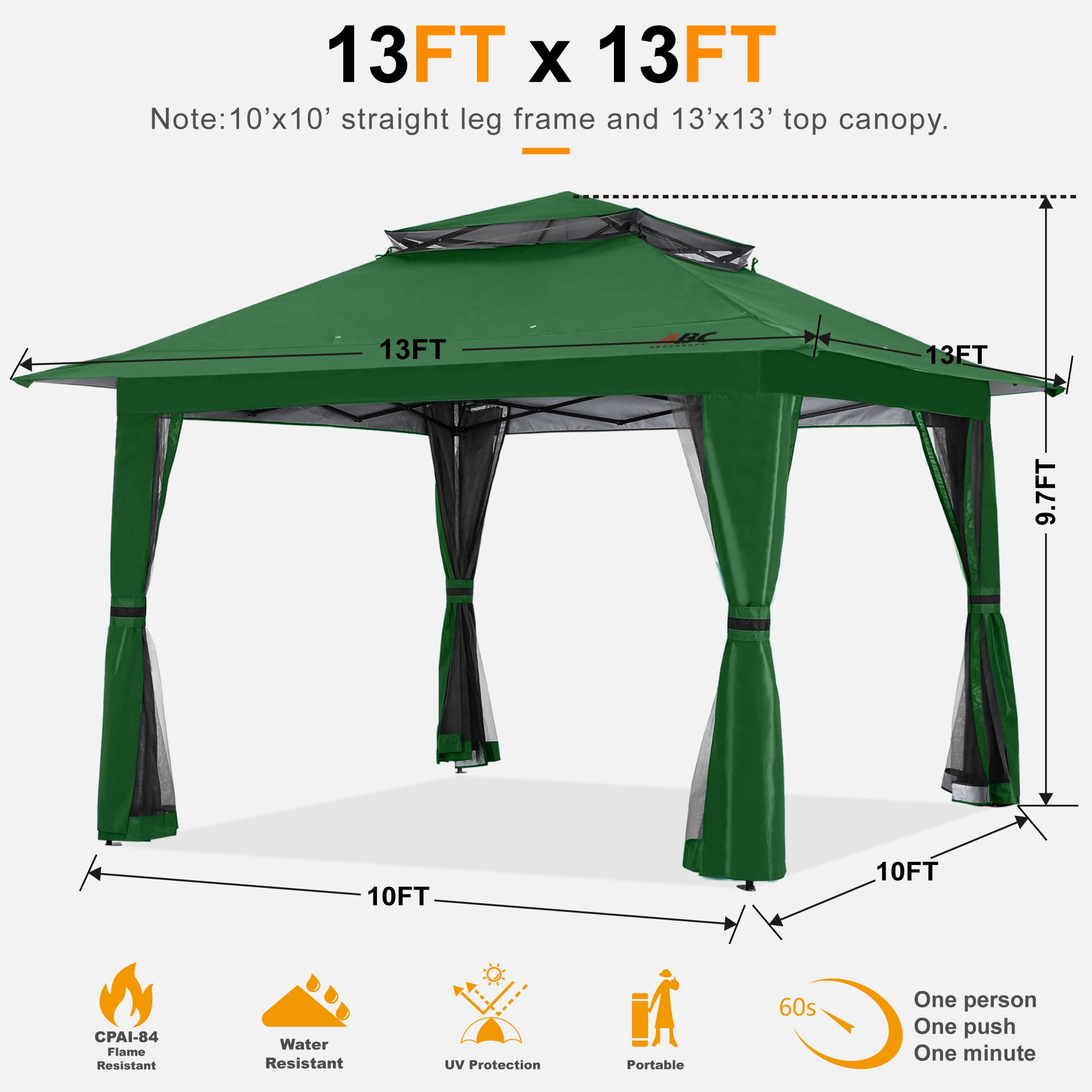 ●NUBIAN CARTEL ABCCANOPY 13'x13' Outdoor Pop-Up Gazebo Tent, Canopy Shelter
