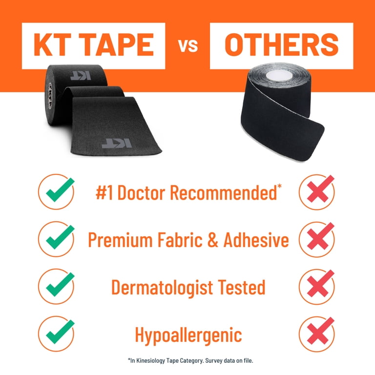 KT Tape Original Cotton Kinesiology Tape, Black, 20 Strips photo 7
