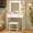 White-31.5"-Glass top, variant on Tomnk White Vanity Desk with LED Mirror, Charging Station, Stool & Storage Drawers