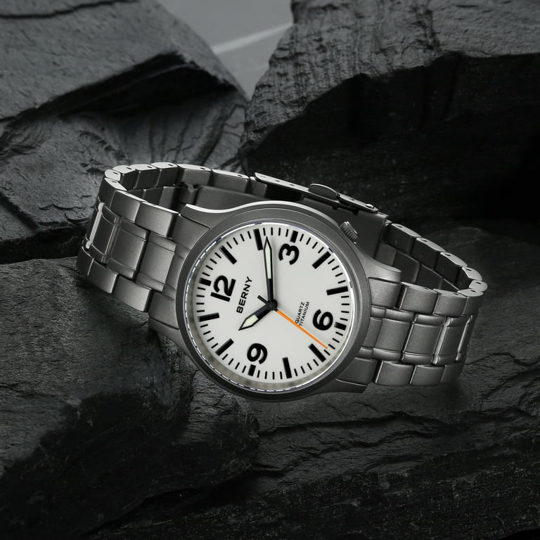 BERNY Watches for Men Military Sport Titanium Field Watch with