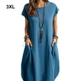 thumbnail image 4 of Langgg Robe en Polyester pour Femmes Sans Manches Ample à Enfiler Col de Remplacement Mode Décontractée Respirante Robes pour Filles Vêtements Bleu 3TG, 4 of 5