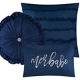 thumbnail image 2 of Porch & Den  Summerwood Solid Color Fringe Stripe 7-piece Comforter Set Navy California King Adult, Teen & Dorm Solid Color, Textured Glam, Designer,, 2 of 5