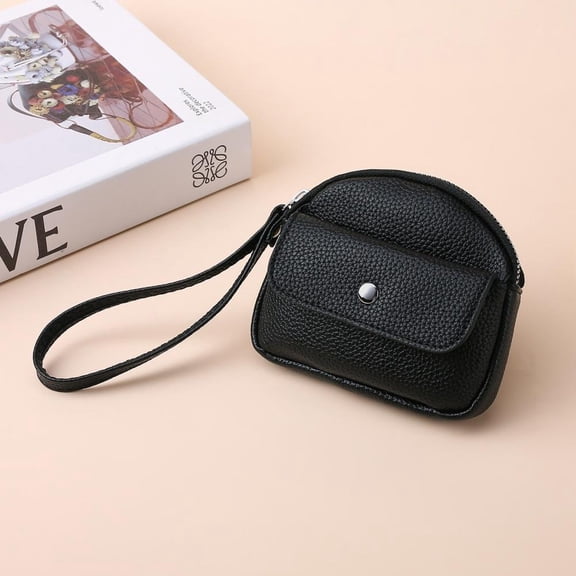 Fashion Wrist Strap Coin Purse PU Leather Zipper Wallet Small Card Holder Mini Pocket Key Wallets For Women Men Storage Bag