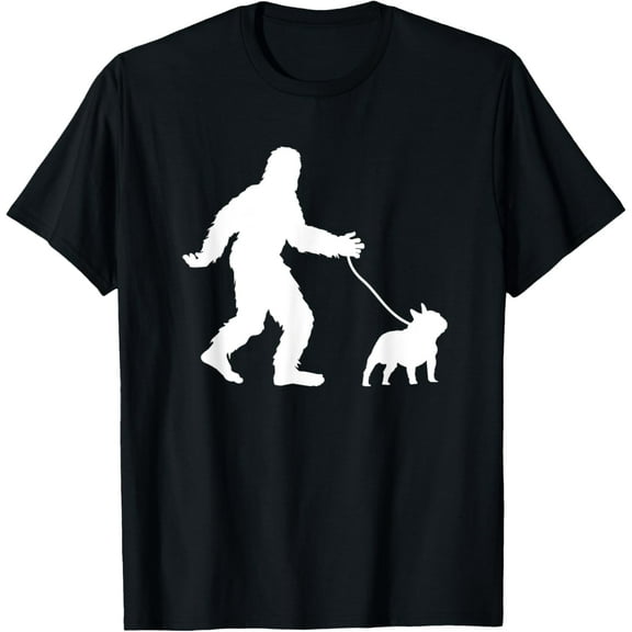t-shirt Bigfoot Walking French Bulldog Gift Sasquatch Frenchie Dog T-Shirt.