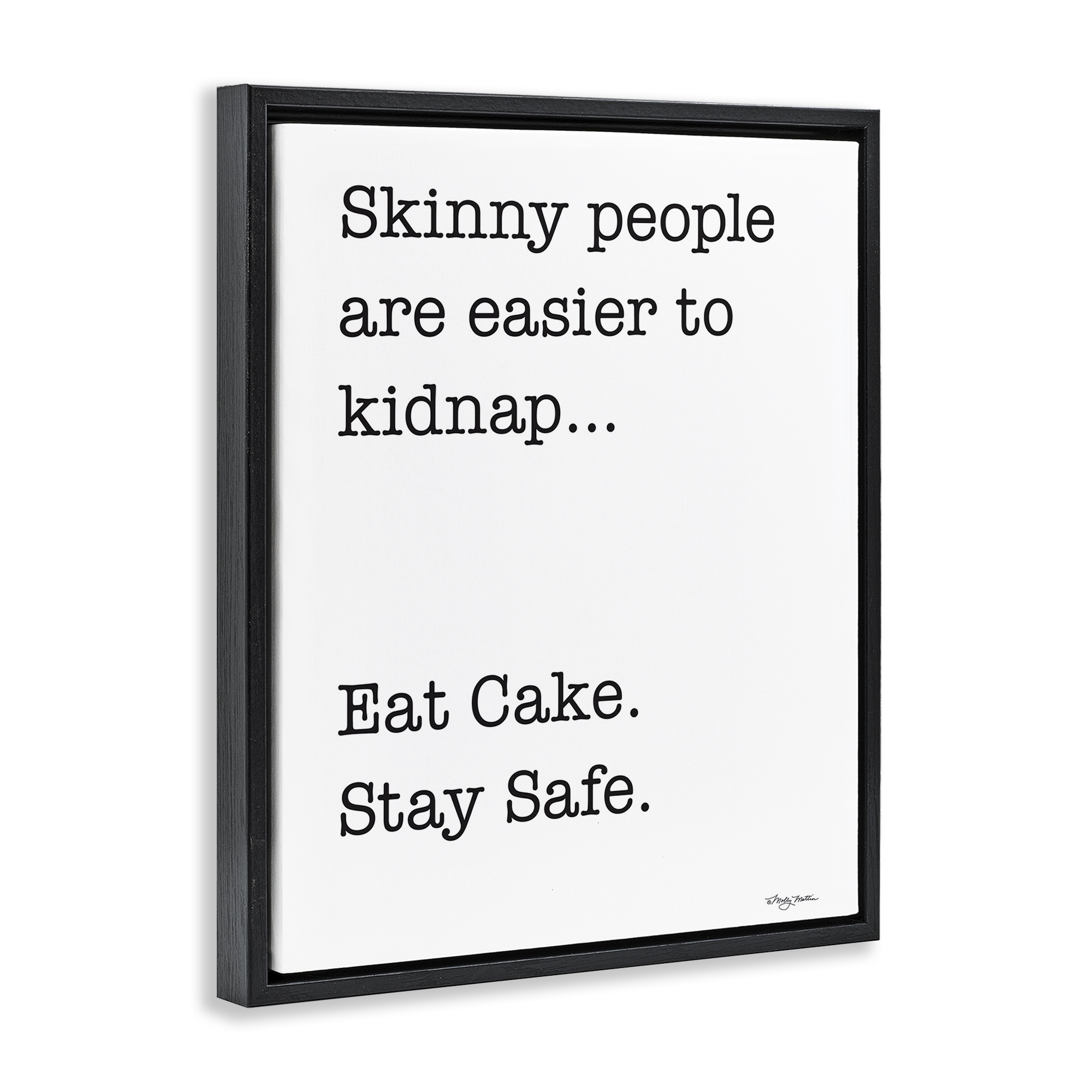 Stupell Industries Eat Cake Stay Safe Novelty Painting Black Floater Framed Art Print Wall Art, 25 x 31