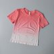thumbnail image 4 of Camiseta de Yoga sin costuras para mujer, Top corto de manga corta para Fitness, camisetas de entrenamiento, ropa de gimnasio para mujer, camisetas deportivas con gradiente para correr, 4 of 5
