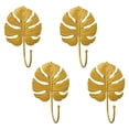 thumbnail image 1 of Decorative Iron Hooks, 4pcs Leaf Shape Wall Mounted Hooks Modern Key Holder Wall Mounted Gold Single Prong Hat Hanger, 1 of 5