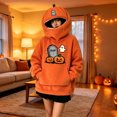 thumbnail image 4 of Halloween Hoodies for Women Pumpkin Mask Oversized Hood Sweatshirt Kangaroo Pocket Funny Costume Pullover Top, 4 of 5