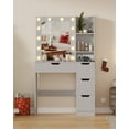 thumbnail image 1 of Vanity Desk with Mirror and Lights - Makeup Vanity Desk with 4 Drawers, Built-in Power Outlet & USB, Adjustable LED Lighting, Makeup Table for Bedroom (Grey), 1 of 6