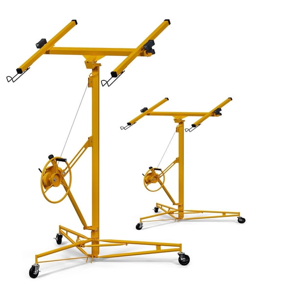11 FT Drywall Lift – Heavy Duty Rolling Lifter Panel 150 LBS Sheetrock Hoist with 360° Adjustable Telescopic Arm & 3 Lockable Wheels