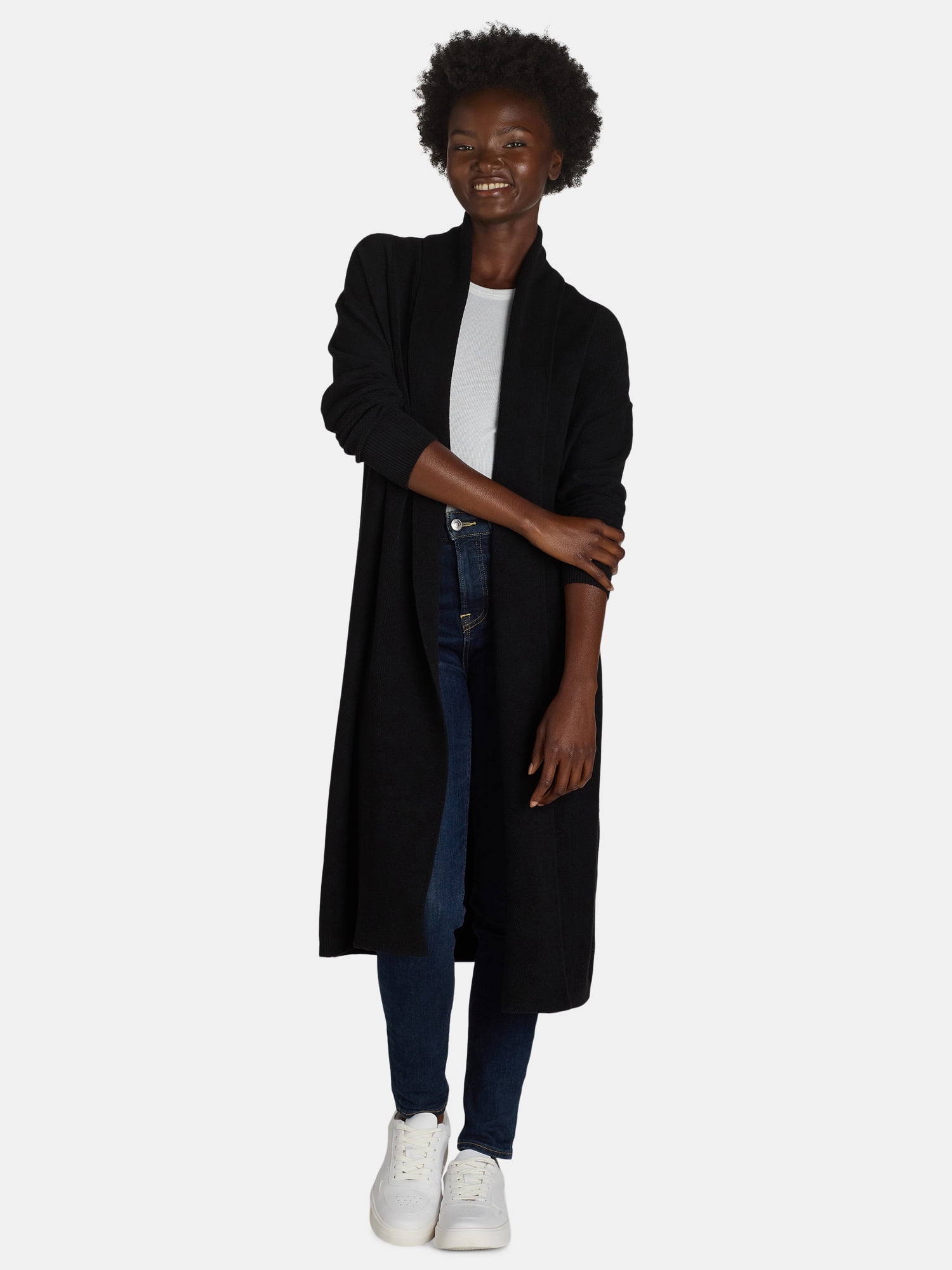 Time and Tru Women's Duster Cardigan Sweater, Midweight, Sizes XS-XXXL