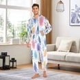 thumbnail image 3 of 1 Piece Adult Onesie Pajamas Cozy & Loose-Fit Sleepsuit Loungewear with Pockets Blue and Purple Flowers X-Large, 3 of 7