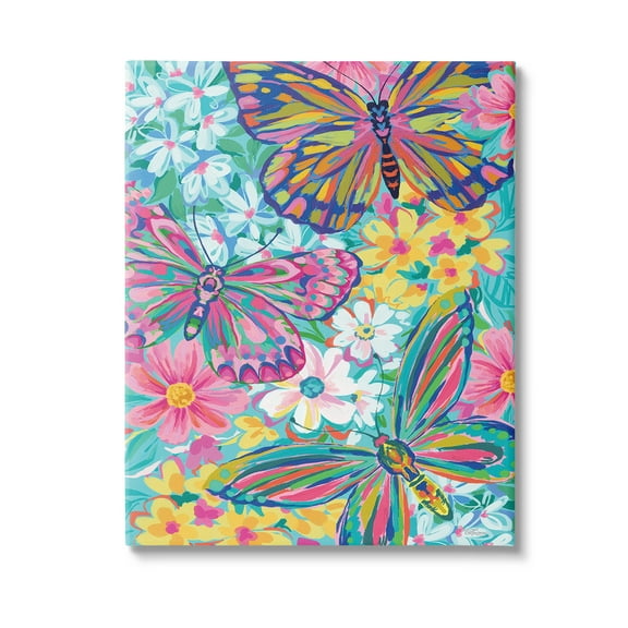 Stupell Industries Modern Butterflies & Blossoms Animals & Insects Painting Gallery Wrapped Canvas Art Print Wall Art, 16 x 20