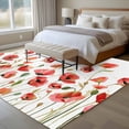 thumbnail image 4 of Red Poppy Area Rugs 6'x9', Washable Small Throw Rugs for Kitchen Dining room, Spring Summer Flowers Botanical Watercolor Indoor Outdoor Rug Non-Slip Low Pile Carpet Runner Reversible Floor Mats, 4 of 8