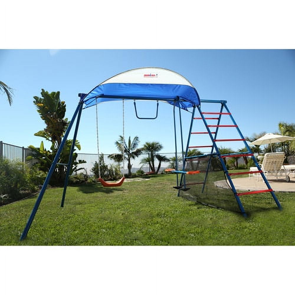IRONKIDS Inspiration 100 Metal Swing Set with Ladder Climber and UV Protective Sunshade - image 6 of 9