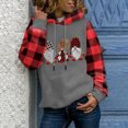 thumbnail image 1 of Pntutb Sudaderas con capucha de Navidad para mujer Otoño Invierno Estampado de Navidad Costura a cuadros Sudadera con capucha con bolsillos Pntutb Pntutb-7111, 1 of 6