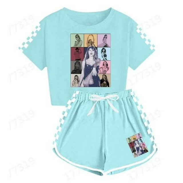 Liyamei Ensemble de T-Shirts et Shorts pour Fans de Musique, Vert 130
