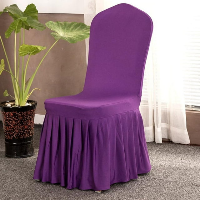 Solid Color Spandex Chair Cover Wedding Banquet All-Around Protection Cover for Dining Room Restaurant Kitchen - Purple Red