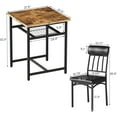 thumbnail image 4 of LinkRomat Kitchen Table for 2, Farmhouse Square Compact Table with 2 Upholstered Chairs, Built-in Storage Rack, Dinette Set for Dining Room (Brown), 4 of 8