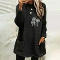 thumbnail image 2 of Baberdicy Sweatshirt for Women, Women Casual Double Fuzzy Floral Printed Sweatshirt Faux Fleece Zip Pullover Sweaters Sweatshirts Coat Outwear Pullover Sweaters for Women Black, 2 of 6