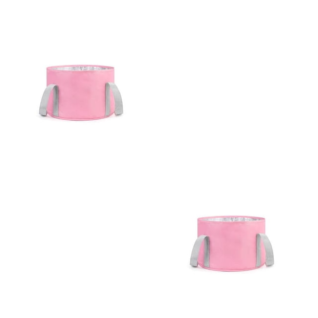 Minnieouse Bolsa portátil para remojo de pies, Camping, senderismo, viajes, plegable, impermeable, Cubo de baño para pies, cuidado de la salud, Rosado Pequeña 2piezas