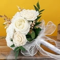 thumbnail image 4 of Wedding Bouquets For Bride Bridesmaid Large Big Bridal Bouquet White Champagne Ivory Silk Roses Flowers For Wedding French Vintage Boho Decoration Bouquet (11.4in), 4 of 4