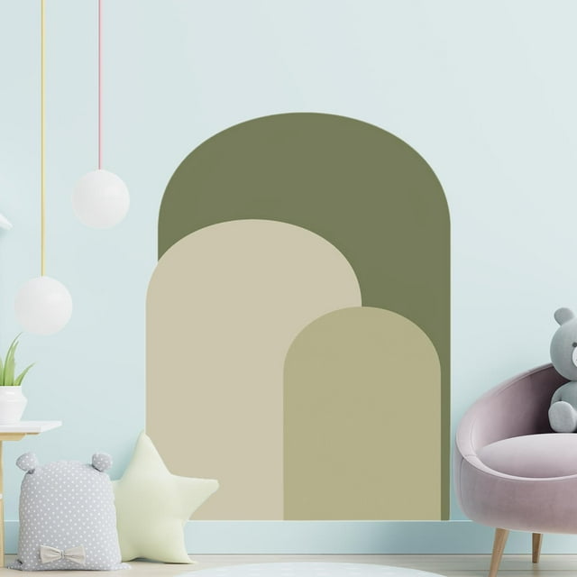 Calcomanía de pared con arco, decoración artística para dormitorio, fondo, guardería, fiesta, hogar, puerta interior, papel tapiz con arco, pegatina Verde