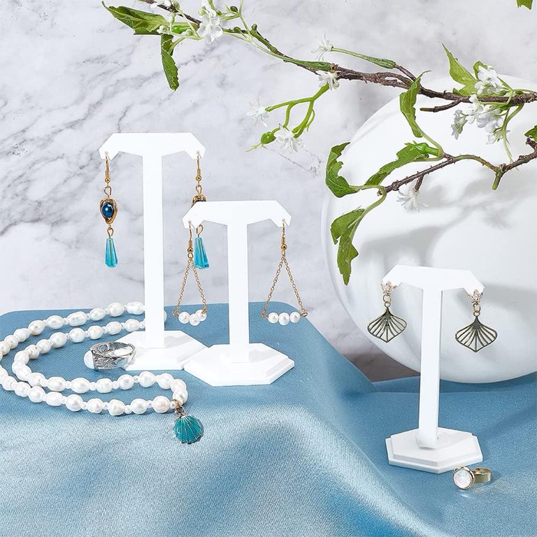 Set T-Shape Acrylic Earrings Display Stands Size White Earring