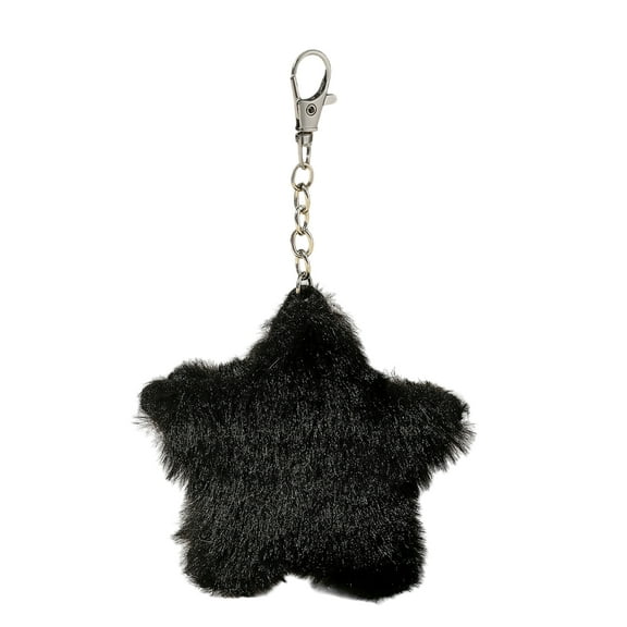 Yoetaun Plush Five-pointed Star Charm Keychain Soft Stuffed Ornament Keyring Lovely Pendants for Purse Bag Backpack Handbag Black