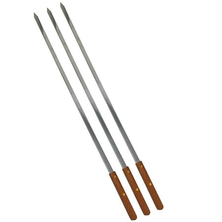 - Stainless Steel Wooden Handle 25 Inch Long 1/2 Inch Wide Set of 3 BBQ Skewers for Shish Kebab Turkish Grills & Koubideh Brazilian-style BBQ
