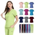 thumbnail image 2 of Hot - Selling Breathable V - Neck Scrubs - Lightweight Short - Sleeved Work Uniforms for Women. Split - Style Sets, 2 of 7
