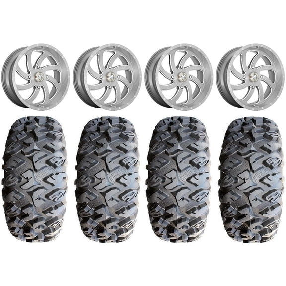 MSA Titanium Switch 18" ATV Wheels 33" MotoClaw Tires Can-Am Commander Maverick Renegade Outlander Defender