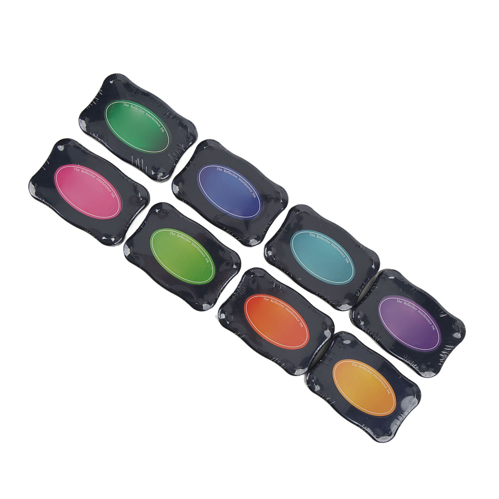 Suodoka 8 PCS Multicolor Reflective Interference Water-Based Stamp Ink Pad Set for Kids Fingerprint Art, DIY Handicrafts, Scrapbooking, and Card Making (9 x 6.3 x 1.5 inches / 23 x 16 x 4 cm)