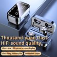 thumbnail image 3 of Paquete de 2 auriculares inalámbricos Bluetooth compatible con Bluetooth 5.1 Auriculares in -ubres recargables con caja de carga Linterna de emergencia Blanco Yuarrent EL005442-02B, 3 of 6
