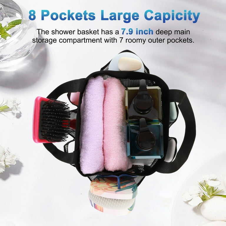 8 Pockets Mesh Shower Caddy for College, Dorm, Gym, Camp and