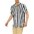 thumbnail image 4 of INSPIRE CHIC Mens Stripe Shirt Short Sleeved Color Block Button Down Beach Shirt M Black, 4 of 7
