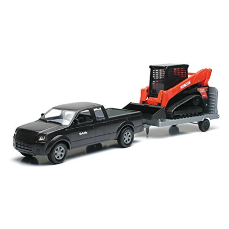 - 1/18 Grey Pickup Truck and Trailer w/ SVL Track Loader by New Ray By Kubota