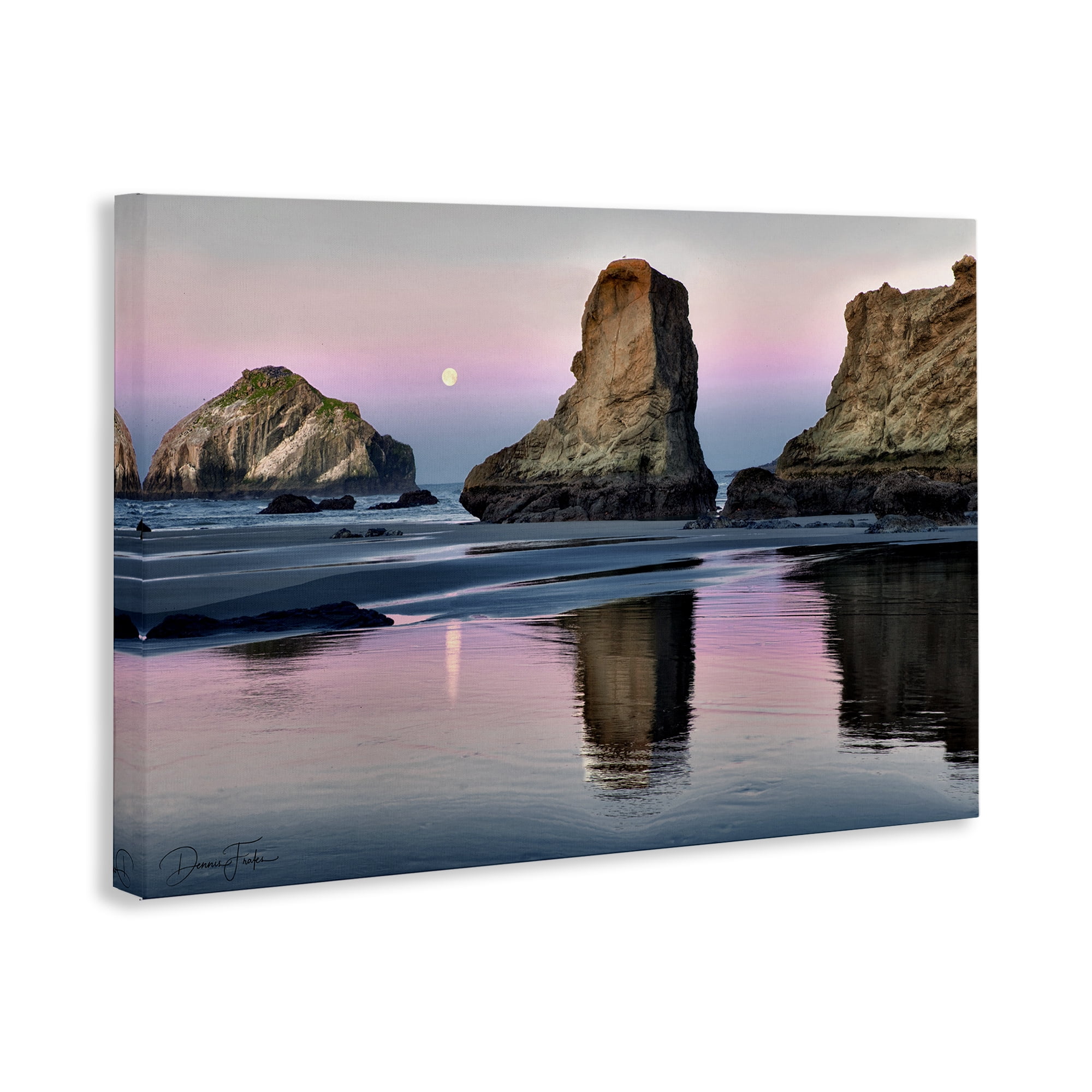 Stupell Industries Moonlit Beach Cliffs Landscape Photography Gallery Wrapped Canvas Art Print Wall Art, 30 x 20