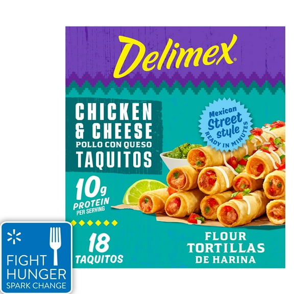 Delimex Chicken & Cheese Large Flour Taquitos Frozen Snacks & Appetizers, 18 Ct Box Full Size