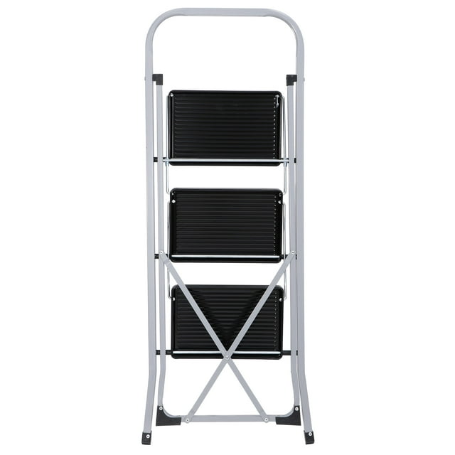 ZENY 3 Step Ladder Folding Step Stool Wide Anti-Slip Platform 330lbs Capacity, Silver