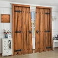 thumbnail image 4 of Rustic Wooden Curtains - Vintage Barn Door Farmhouse Cottage Pattern Decorative Curtains for Country Living Room - 42x54 Inches, 4 of 6