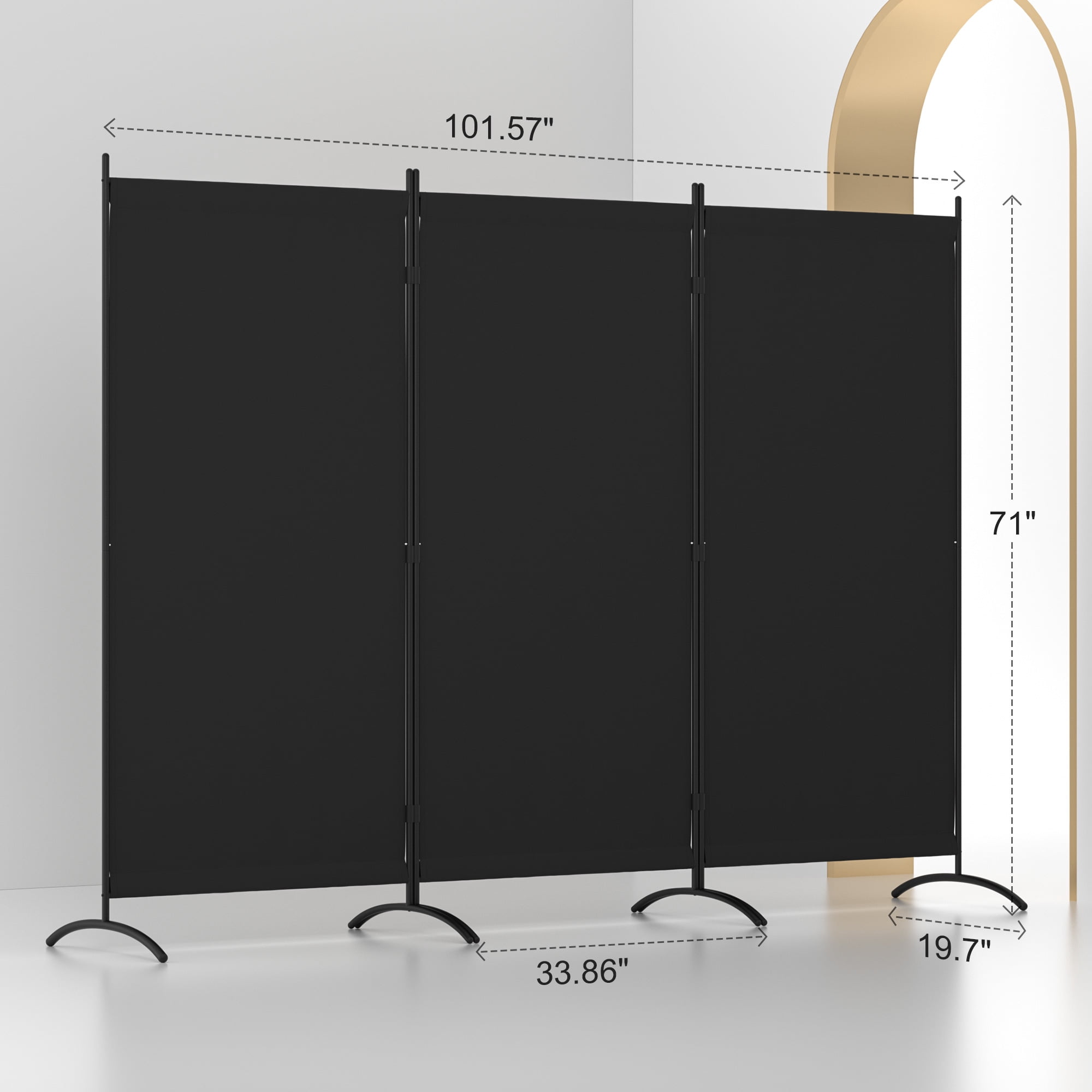 Room Divider 8FT Portable Room Dividers And Folding Privacy Screens, 101'' L Fabric Divider For Room Separation, 3 Panel Partition Room Dividers Freestanding Wall Divider Screen