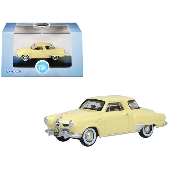 1950 Studebaker Champion Starlight Coupe Tulip Cream 1/87 (HO) Scale Diecast Model Car by Oxford Diecast