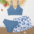 thumbnail image 2 of TOWED22 Girls Swimsuit 3 Piece Bathing Suits Flounce Bikini Tankini Set Beach Swimwear with Cover Ups Skirt for 3-8 Years(Blue,8-9 Y), 2 of 6