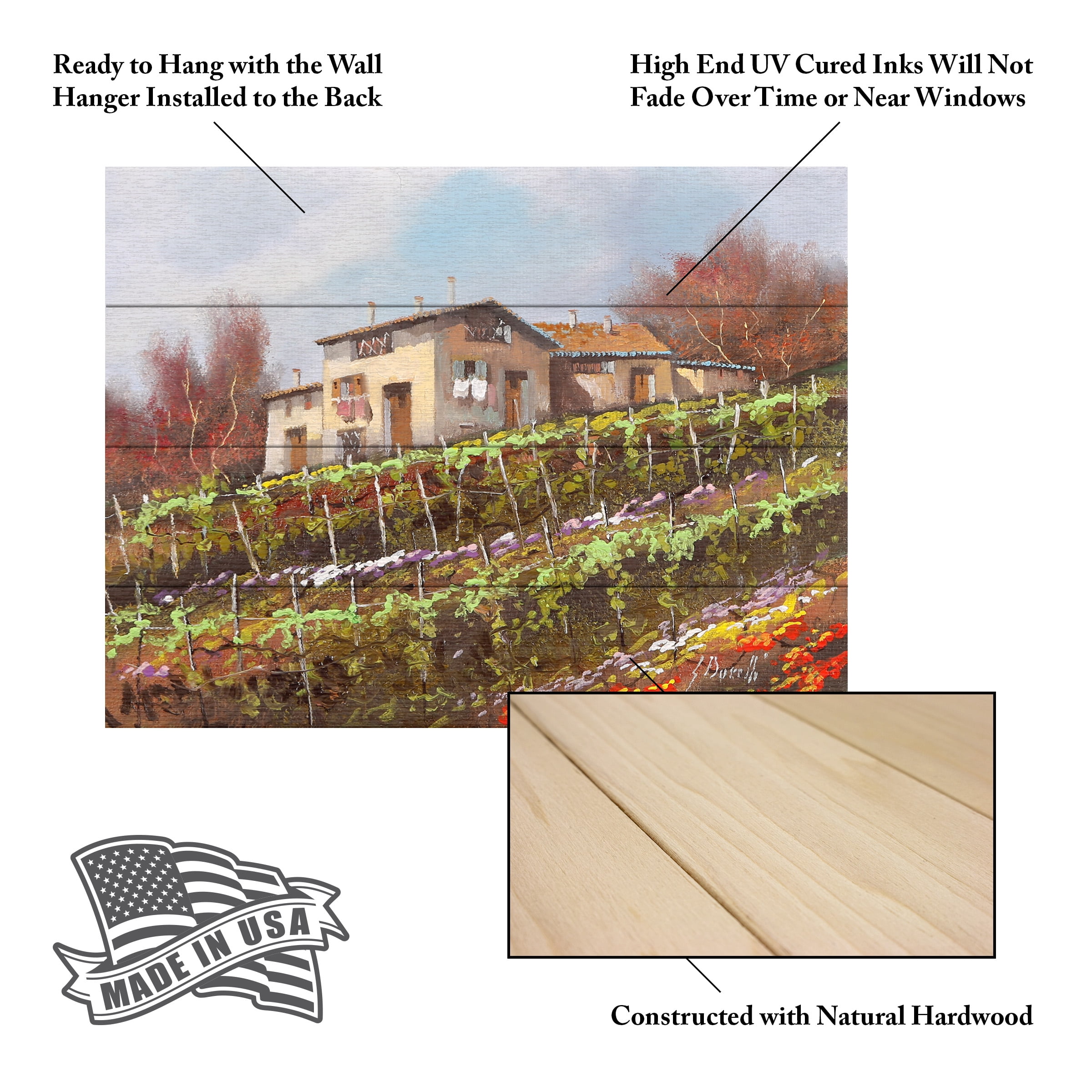 Guido Borelli 'Casa Nelle Vigne' Wood Slat Art 12x16