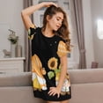 thumbnail image 3 of Honeii Hello Spring Sunflower Gnomes Print Women's Loose Short Sleeve Nightgown, Soft Cotton Sleepwear, Comfy Loose Fit Pajama Dress for Sleep and Lounge, 3 of 6
