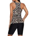 thumbnail image 3 of Womens Racerback Color Block Print Tankini Swimsuits with Swim Capris S-XXXL, 3 of 3